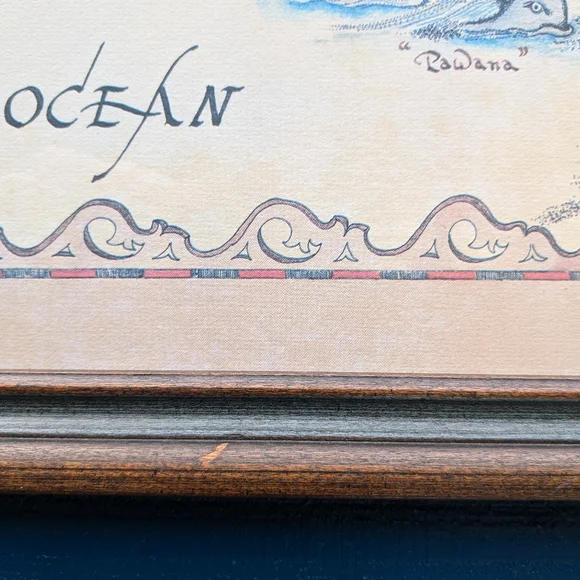Rare Xandra Fisher Handmade Map Copyright 1979 Martha's Vineyard MA Framed